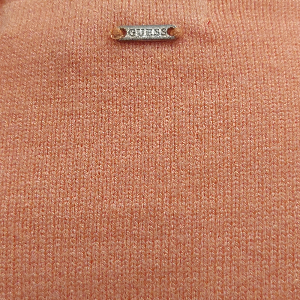 Guess Orange V-Neck Sweater Lightweight Knit - Picture 6 of 10